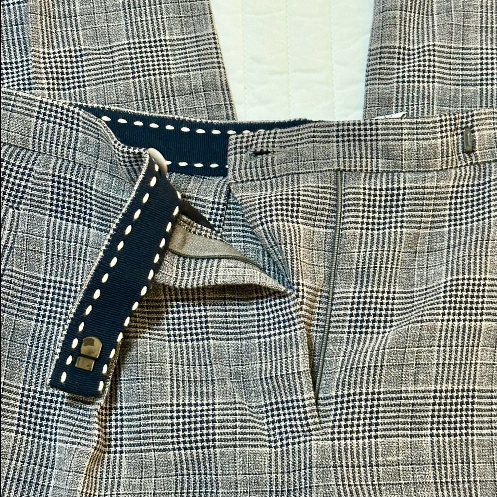 Vintage 90s Armani Collezioni Wool/Linen Trouser Pants Tan/Black Women’s Size 6 - Picture 4 of 11